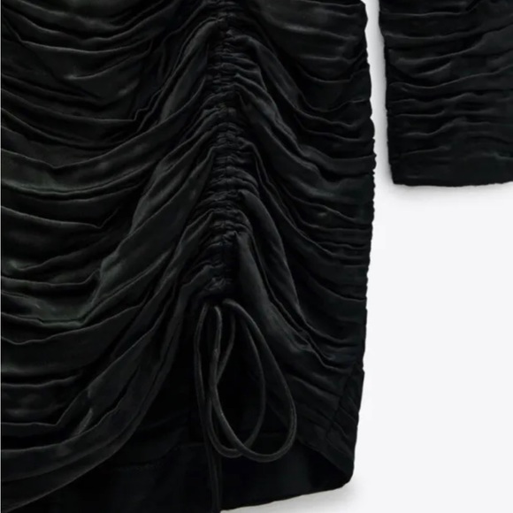 ZARA Limited Edition Satin Ruched Mini Dress - Picture 4 of 9